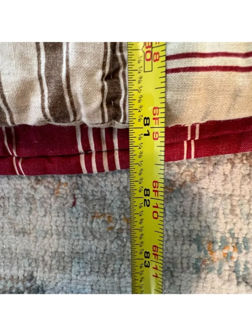 Two Handmade Quilted Patchwork Blankets Stripes Floral RED CRM French Cottage